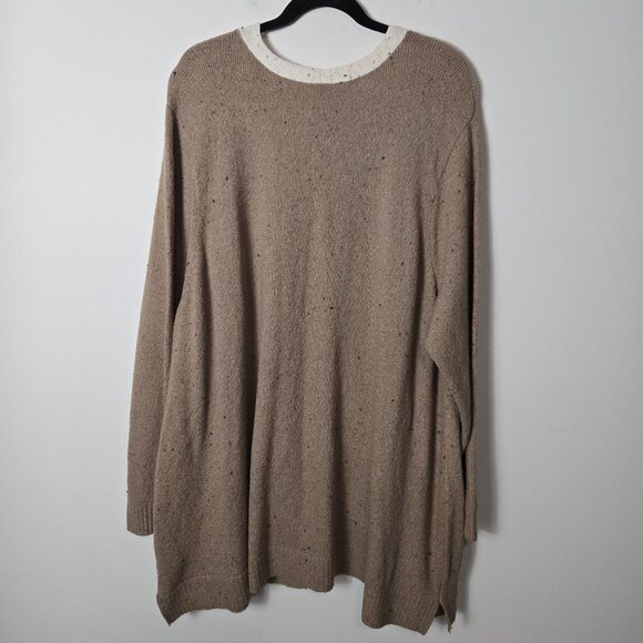 LOGO by Lori Goldstein Size 2X Tan Color Blocked Speckled  Button Front Cardigan - Picture 7 of 10